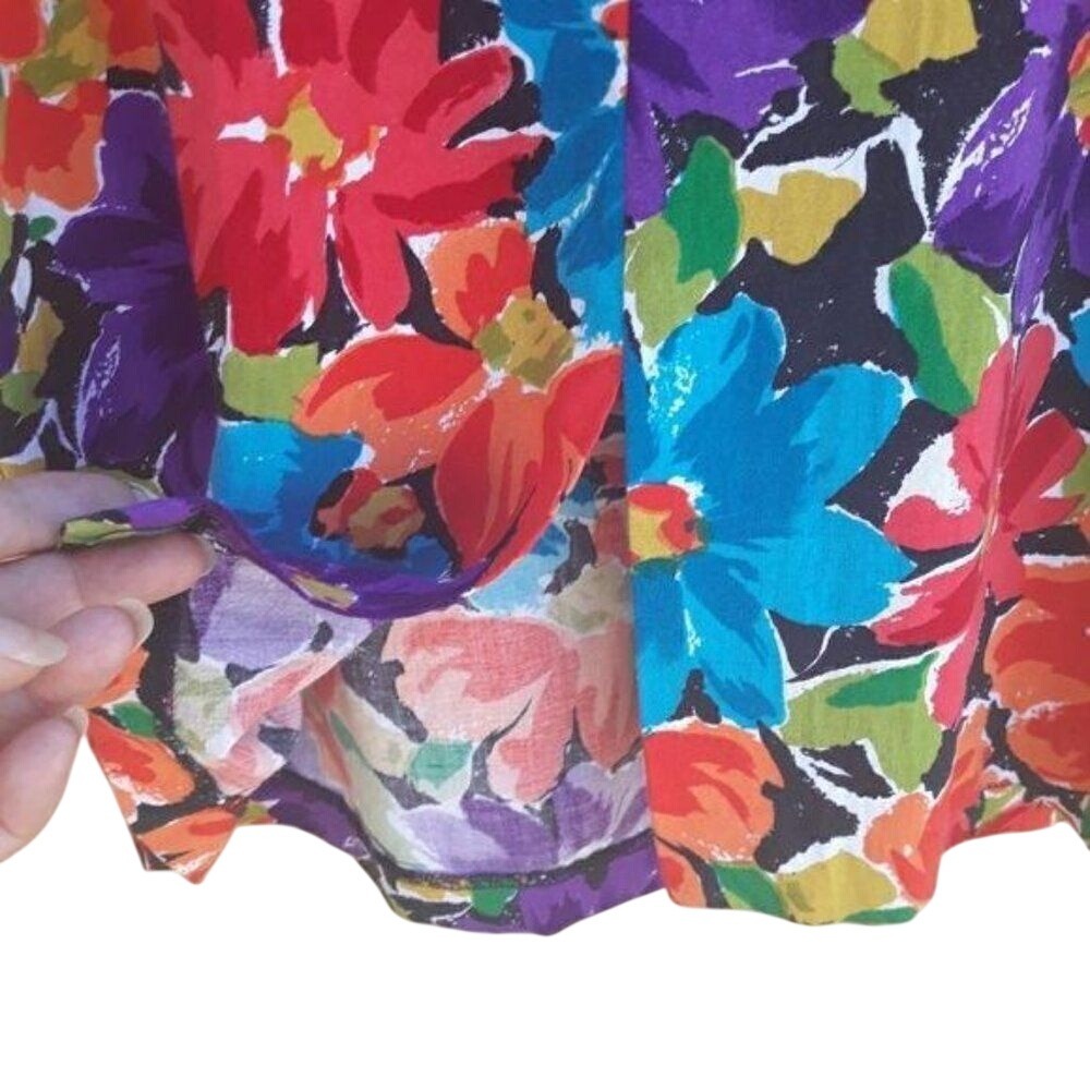 Vtg 80's Tropical Hawaiian Dress Sz M Belted Multicolor Floral Resort Vacation - Picture 4 of 8